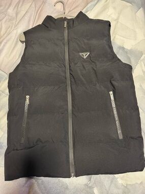 Black Quilted Sleeveless Puffer Vest - replica Prada-Inspired